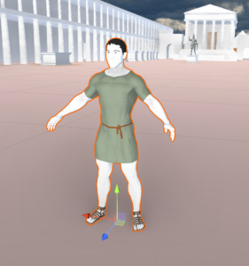 3D model of Albinus where his skin matches the white marble columns in the background