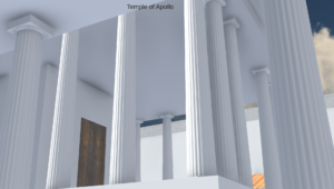 Various architectural elements with the text "Temple of Apollo" superimposed at the top of the screenshot.